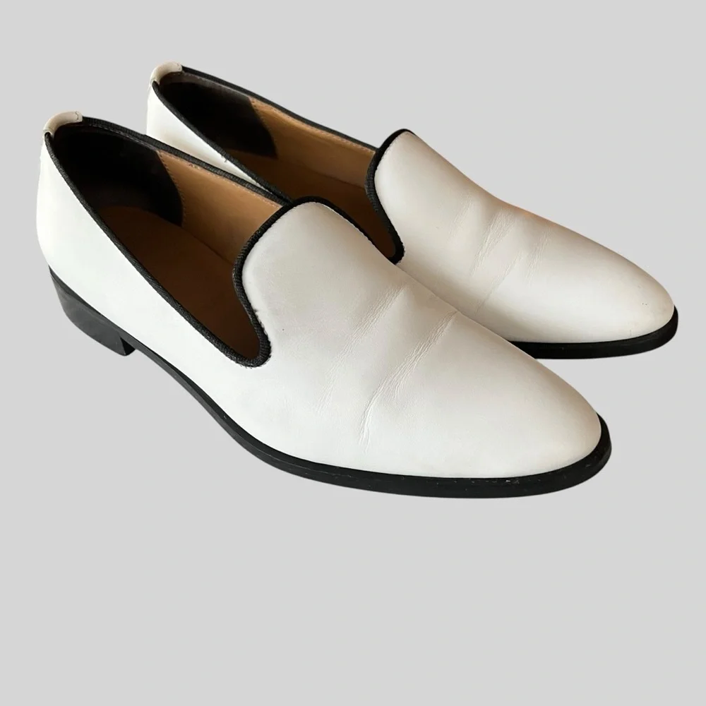 Everlane Women's White and Black Loafers - Picture 1 of 9